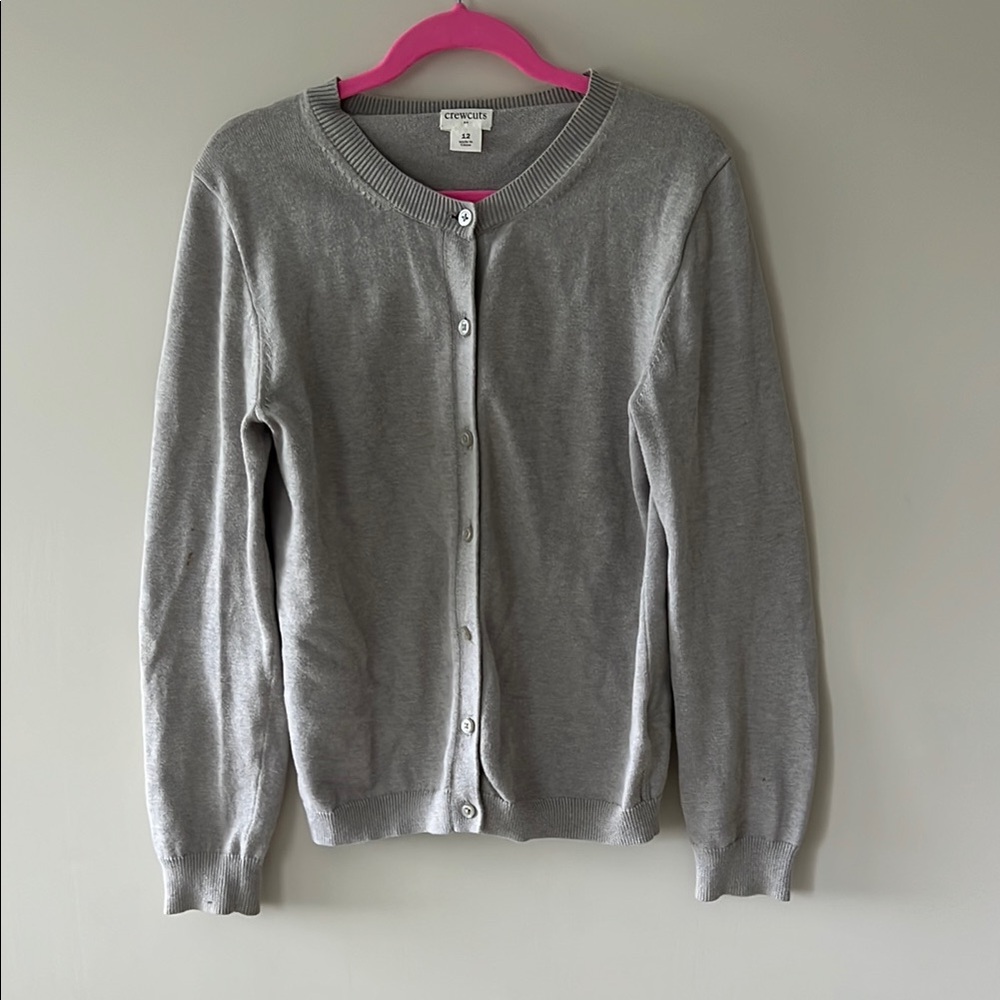 Crewcuts Girls Gray Button-Up Sweater, Size 12